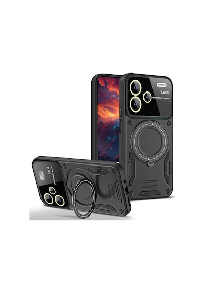 Newface Xiaomi Redmi Note 13 Pro Plus Joy Lens Standlı Kapak - Siyah Siyah