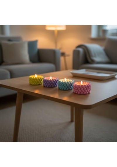 4'lü Renkli Tealight Mumluk Seti Dekoratif Taş Mumluk, Modern Ev Dekoru, Masa & Salon Dekorasyonu İçin Mumluk Se Diğer