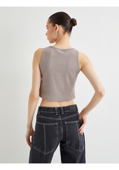 Koton Osaka Crop Atlet Ribanalı Slim Fit Gri 4sal30086ık