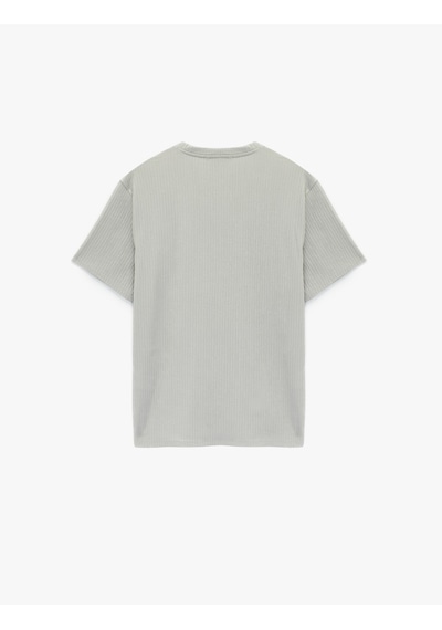 Koton Regular Fit Dokulu Kısa Kollu Basic Bisiklet Yaka Tişört Gri 6sam10054mk Gri