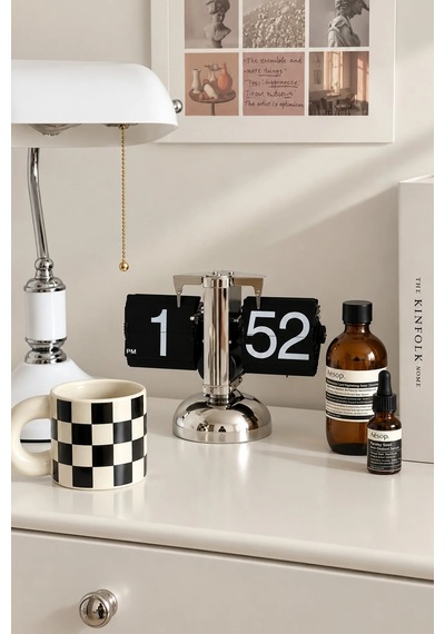 Exenar - Siyah - Masaüstü Mekanik Sayfa Çevirmeli Retro Saat Vintage Minimalist Yaprak Masa Saati Paslanmaz Çelik Gri - Siyah Exenar - Siyah - Masaüstü Mekanik Sayfa Çevirmeli Retro Saat Vintage Minimalist Yaprak Masa Saati Paslanmaz Çelik Gri - Siyah