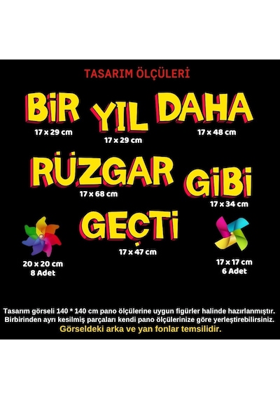 Karne Günü Rüzgar Gülü Temalı Okul Panosu Figür Seti Hazır Kesim Sınıf Süsü 7