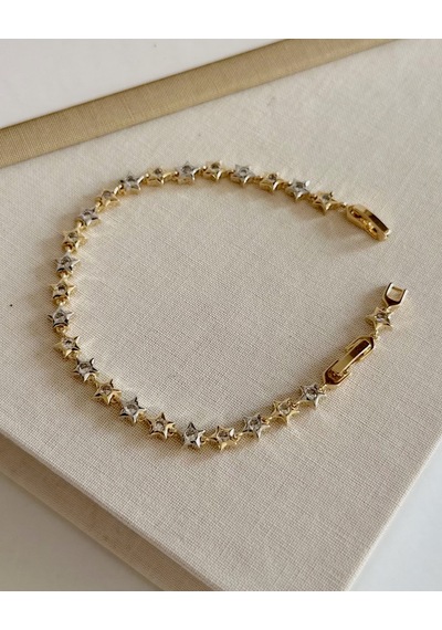 Gold Zirkon Taşlı Yıldız Bileklik Çok Renkli