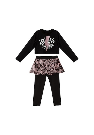 Denokids Rock Life Kız Çocuk Crop T-shirt Tayt Takım