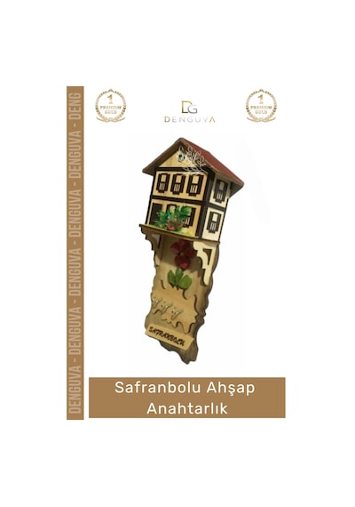 Anahtarlık Premium Ahşap Safranbolu Tasarımlı Üçlü Turistik Şık El Yapımı Anahtarlık Askısı