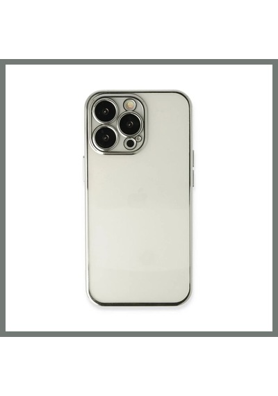 Bezos İphone 14 Pro Uyumlu Kılıf Lensli Silikon - Gümüş Mmbz