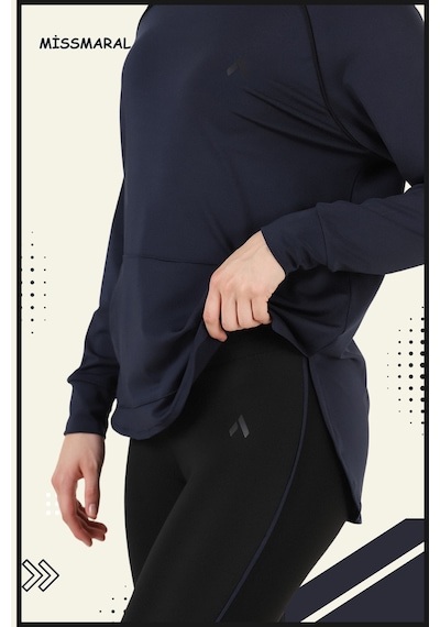 Kadın Eşofman Takım Spor Tunik & Slim Fit Tayt Dalgıç Kumaş Sports And Casual Lacivert 3060 Lacivert / Siyah