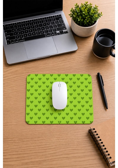 Yeşil Renkli Kalpli Desenli Ergonomik Mouse Pad, Kaymaz Yüzey İle Ev Ve Ofis Kullanımı İçin İdeal