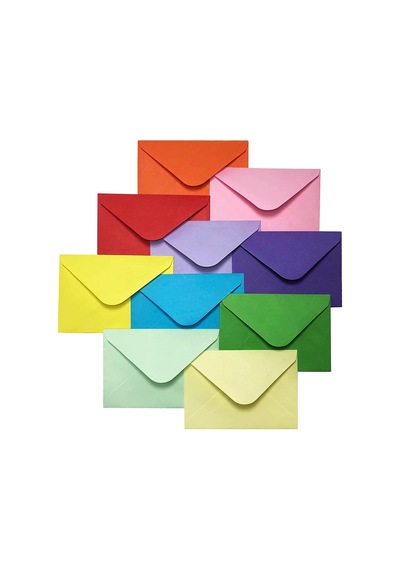 50 Adet. Renkli Zarf. 7x9 Cm. Renkli Mini Zarflar Karışık Renkler