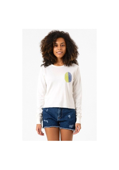 Sarı Lacivert Parmak İzi Ekru Ekstra Uzunkol Sweatshirt Ekru