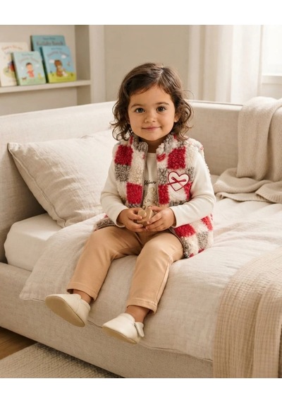 Kız Bebek Camel Renkli Yelekli Takım Modeli Vizon