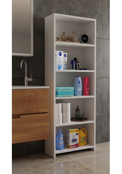 Banyo Çamaşır Dolabı 5 Raflı 150 Cm Çok Amaçlı Saklama Ve Düzenleyici Raf Beyaz Banyo Çamaşır Dolabı 5 Raflı 150 Cm Çok Amaçlı Saklama Ve Düzenleyici Raf Beyaz