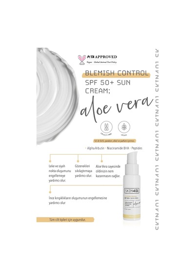 Spf 50+ Aloe Vera Nemlendiricili Güneş Kremi 50 Ml