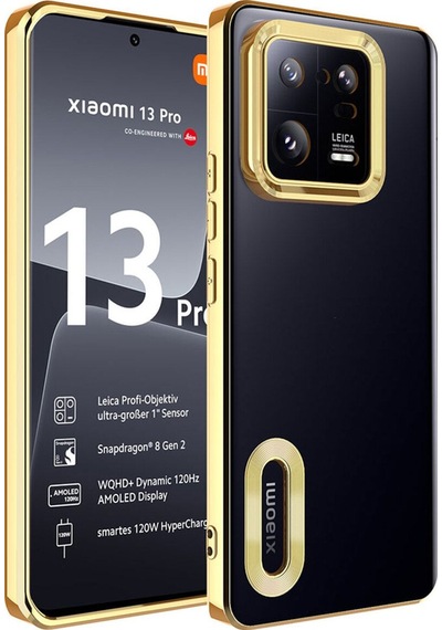 Xiaomi Mi 13 Pro Kılıf Kamera Korumalı Logo Gösteren Zore Omega Kapak Gold