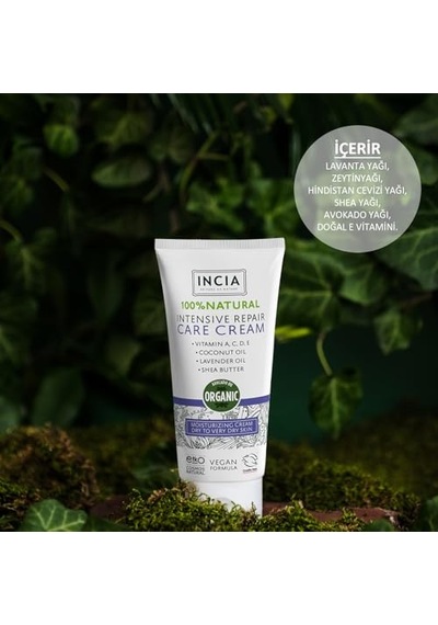 %100 Doğal Onarıcı Bakım Kremi Yoğun Nemlendirici Cilt Bakım Lavanta Avokado Shea Vegan 50 Ml