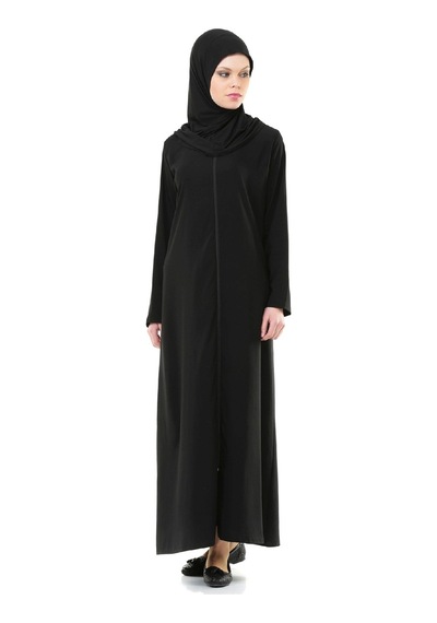 İhvan 5008-1 Siyah Pratik Kendinden Örtülü Namaz Elbisesi Siyah