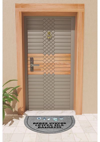 Rugmood Modern Dijital Paspas Gri Bebek Uyuyor Kapı Önü Paspası