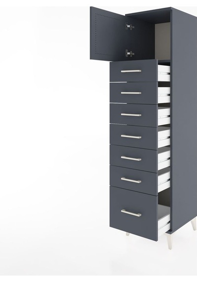 Hyperion Dolap Tek Raflı 7 Çekmeceli Tek Kapaklı 44x44x182 An... Antrasit