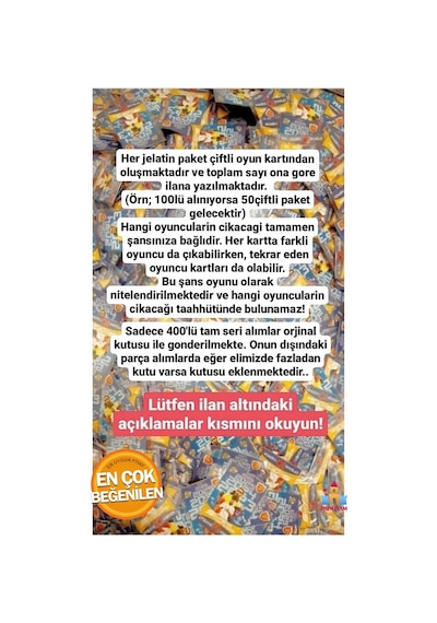 Yıl Güncel Transferler Futbol Oyun Kartları - Süper Final Oyun Kartı 200 Paket 400 Adet 2017-202