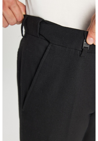 Altınyıldız Classıcs Erkek Sıyah Slim Fit Dar Kesim Gizli Lasiktli Yan Cepli Esnek Klasik Pantolon Siyah