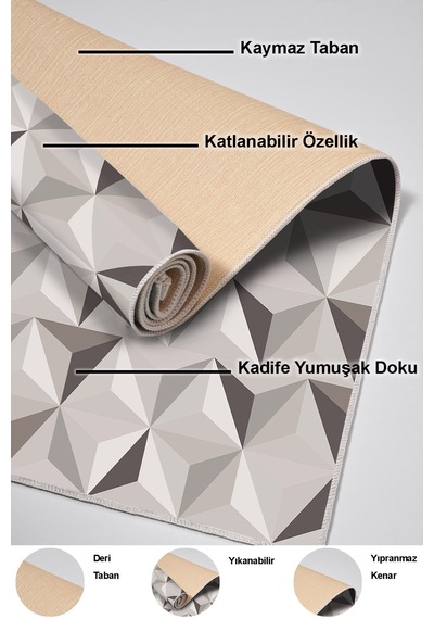 Dekoreko Kaymaz Taban Djt Salon Halısı Yıldız Deri Modern 1944 Bej
