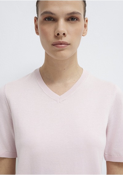Mavi - V Yaka Pembe Kazak 1710868-70969 Pembe