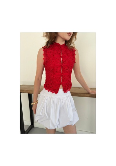 Verymoda Dantel Yelek D3026 Kırmızı