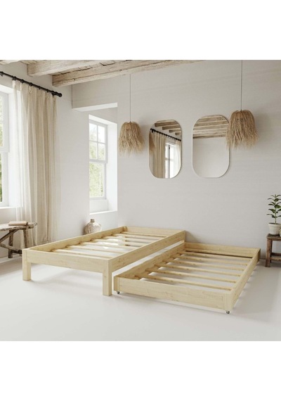 Canvas Model Yavrulu Vernikli Çam Ahşap Karyola