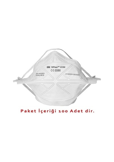 3M 9152E Vflex Ffp2 Ventilsiz Toz Ve Sis Maskesi 100'Lü