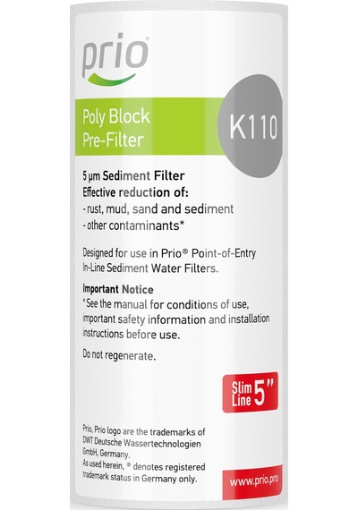 Prio K110 Polipropilen 5 Mikron Tortu Filtresi 5 İnç