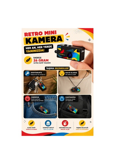 Robeve 1080p Hd Video Kayıt 130 Geniş Açı Retro Mini Dijital Kamera