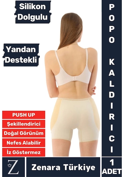 Zenara Kaymaz İz İç Göstermez Push Up Popo Kaldırıcı Şekillendiren Yandan Destekli Dolgulu Şort Korse Ten