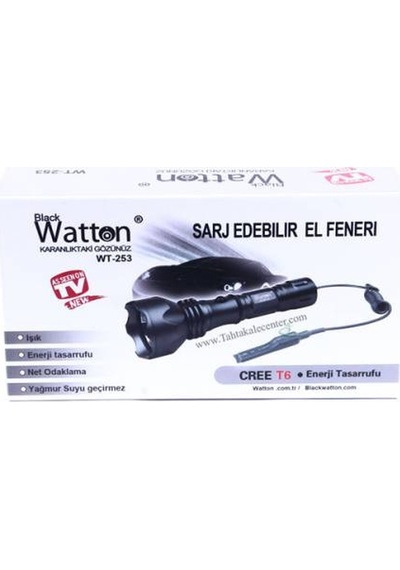 Watton Wt- 253 600 Lümen Tx6 Şarjlı Özel Avcı Feneri Siyah