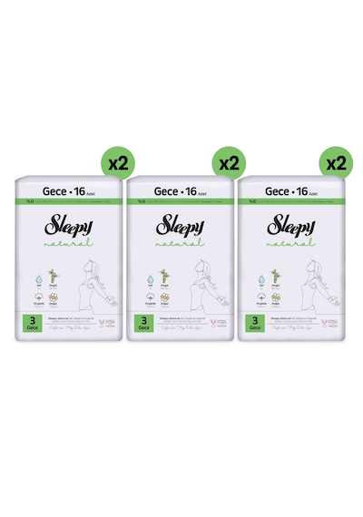 Sleepy Natural Ultra Hassas Hijyenik Ped Mega Fırsat Paketi Gece 96 Adet