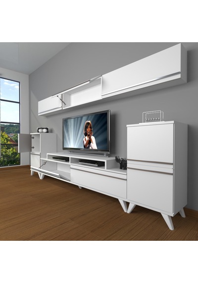Decoraktiv Ekoflex 9 Mdf Retro Tv Ünitesi Tv Sehpası Beyaz
