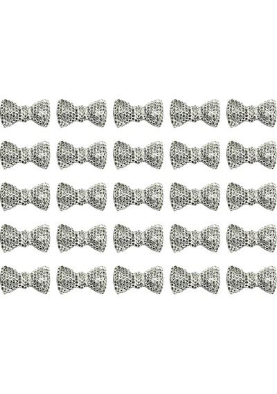 Polyester Papyon Fiyonk, 2,0 X 1,0 Cm - 25 Adet - Gümüş