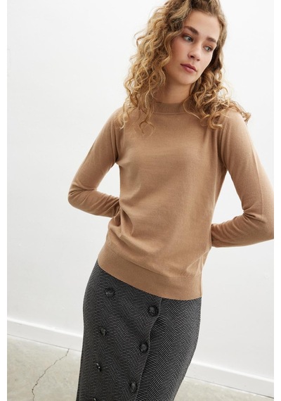 Styleboom X Peraluna Chelsea Pullover Bisiklet Yaka Standart Kesim Kadın Triko Kazak - Camel-camel Camel Styleboom X Peraluna Chelsea Pullover Bisiklet Yaka Standart Kesim Kadın Triko Kazak - Camel-camel Camel