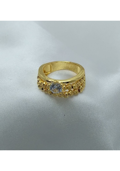 Yeni Sezon Vip Seri Paslanmaz Çelik Altın Kaplama Tektaş Dorika'lı Yüzük Gold