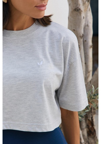Jerf Aura Crop T-shirt Gri Melanj Gri Melanj