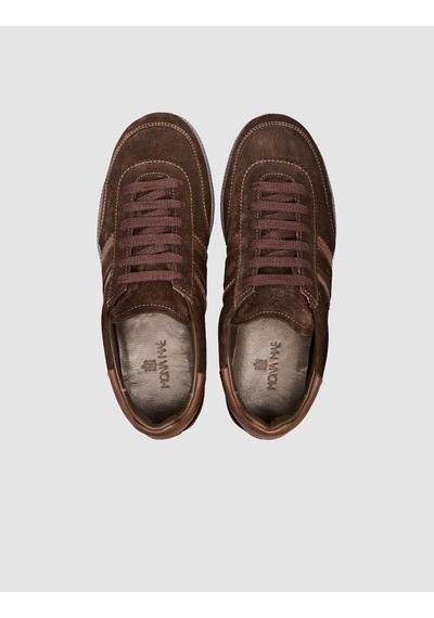 Hakiki Deri Koyu Kahverengi Bağcıklı Kadın Sneaker Kahverengi