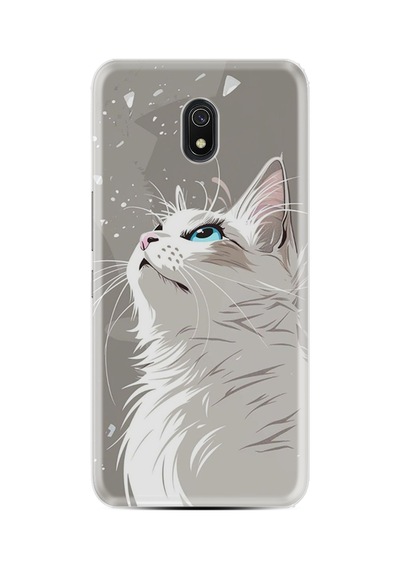 Xiaomi Redmi 8a Kılıf Boutique Baskılı Resimli Beyaz Kedi Pcode -061