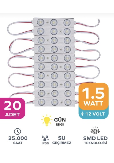Point 3 Ledli Parmak Led Modül 1.5w 2835 Smd Mercekli 12v-20 Adet Beyaz