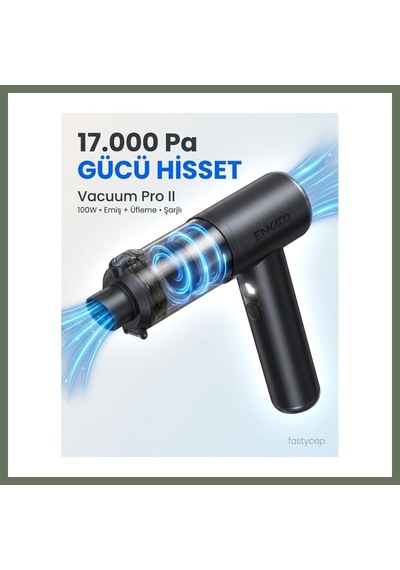 Bezos 17000pa Güçlü Çekim Kablosuz Araç İçi Süpürge Şarjlı Taşınabilir Mini Araç El Süpürgesi Vakum Üfleme Bezos1
