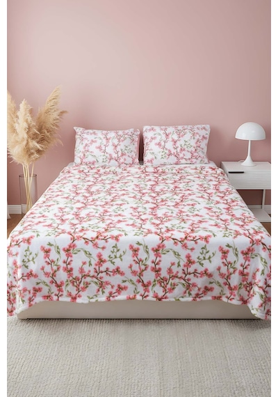 Sakura Çift Kişilik Peluş Battaniye Pembe