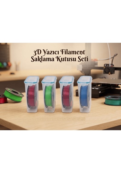 3d Yazıcı Filament Saklama Kabı Seti Hava Sızdırmaz Contalı 4.5 Lt 4'lü Set Mab-179