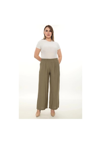 Kadın Beli Lastikli Rahat Kesim Pantolon Günlük Şık Ve Konforlu Haki