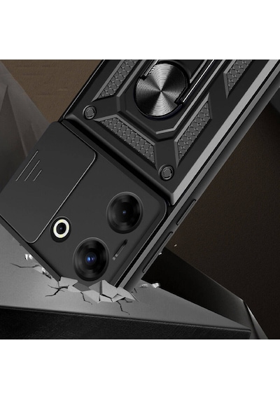 Nourthkiingdom Tecno Camon 20 Pro 4g Kılıf Magnetik Standlı Kamera Korumalı Nrtk Sürgülü Vega Kapak - Mavi Mavi