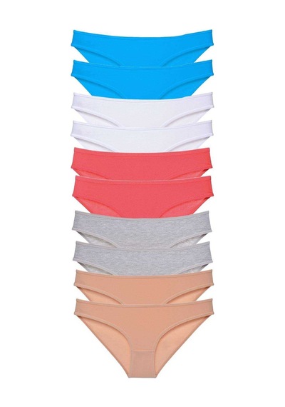 10 adet Süper Eko Set Likralı Kadın Slip Ten Gri Beyaz Fuşya Mav Çok Renkli