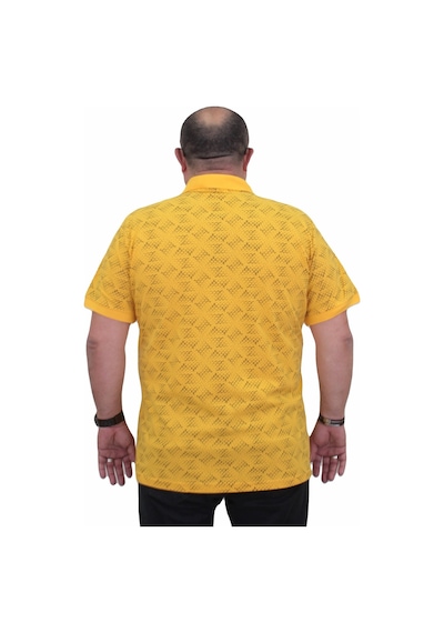 Moc Grande Mocgrande Erkek Büyük Beden Polo Yaka Üçgen Baskılı Tişört 24450 Sarı-Sarı