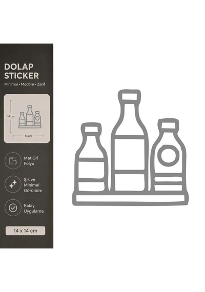 Soslar Mat Gri Dekoratif Folyo Sticker 14x14 Cm
